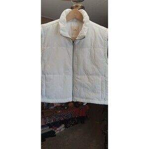 Thread+Supply size M white quilted puffy cropped zipup vest athletic workout
